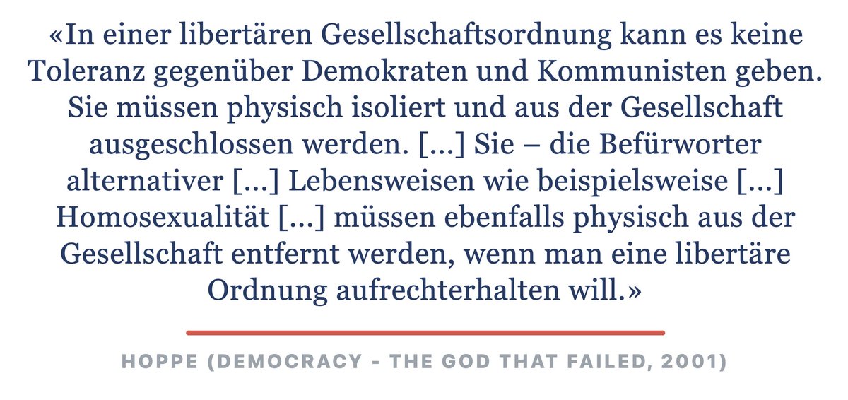 yeolddoc's tweet photo. Dann noch Hans-Hermann 𝗛𝗼𝗽𝗽𝗲, den "Libertäre" gerne als Verfechter von "Freiheit ohne Demokratie" präsentieren. Er möchte in seiner freien "libertären Ordnung" Demokraten und Homosexuelle "physisch entfernen" lassen. https://t.co/6kFzFdEDAg