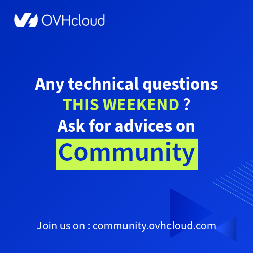 ovh_support_en's tweet image. OVHcloud Support back in service on Monday! 🎉 

If you have a question, take a look at our guides 📚 bit.ly/3SoPTFG

or come and share on the forum 🗣️ bit.ly/425HjRH !

#OVHcloudSupport #HelpCenter #CommunityForum