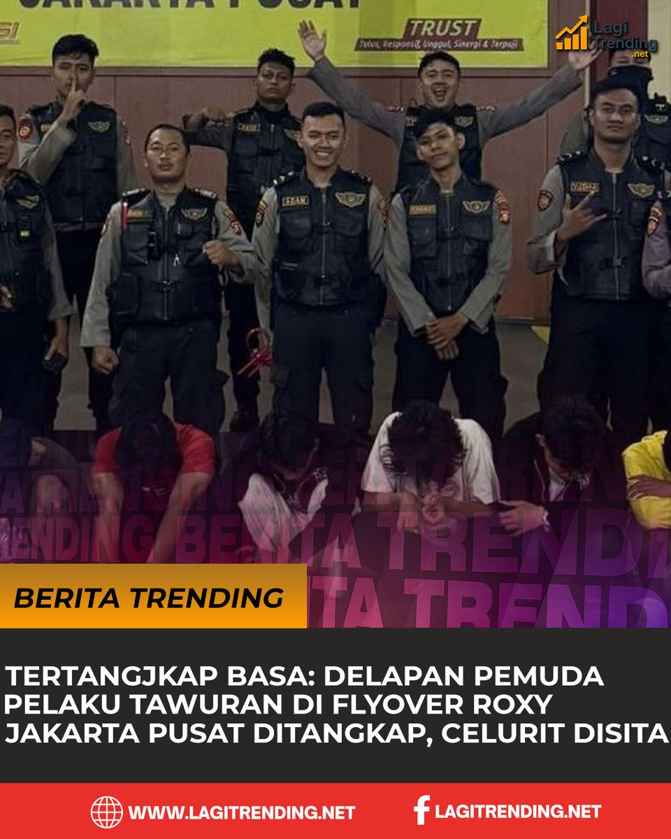 lagitrendingnet's tweet photo. Tertangkap Basah: Delapan Pemuda Pelaku Tawuran di Flyover Roxy Ditangkap, Celurit Disita
👉 Baca berita lengkapnya hanya di https://t.co/GK9uSiHPp4

#lagitrending #trendingtoday #tawuranJakarta #FlyoverRoxy #kejahatanJalanan #stopKekerasan #keamananKota #penegakanHukum https://t.co/Yv5WJuEYHD