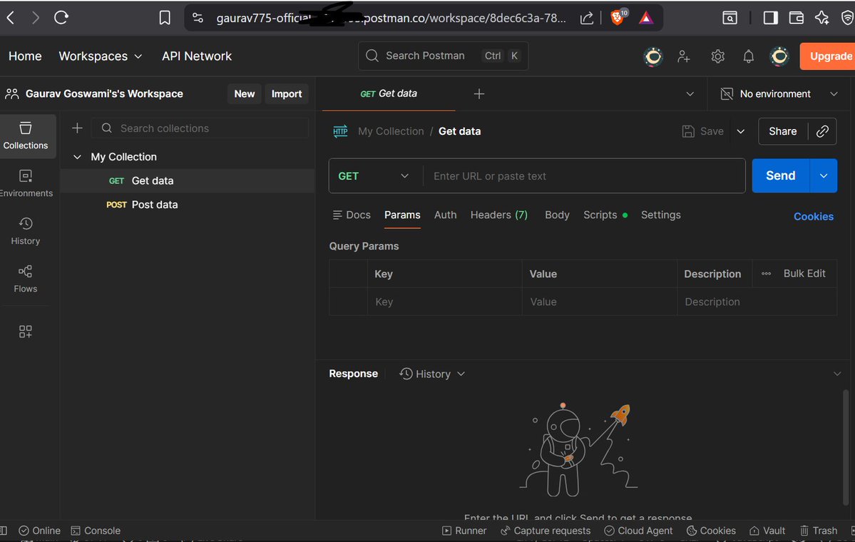 Gaurav775X's tweet image. First time using Postman today.#Postman #API #Backend #WebDev #NodeJS #devlife