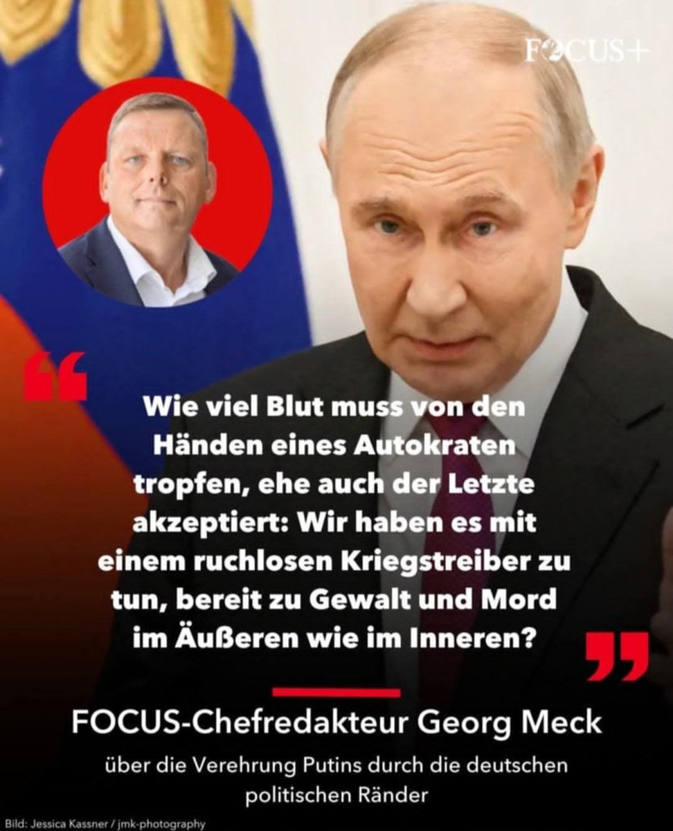 Wer #Putin rechtfertigt, ihn verteidigt, seine #Propaganda verbreitet oder ihn gar trifft, ist ein Komplize bei #Angriffskrieg, #Vergewaltigung, #Kindesentführung, #Folter und #Massenmord.
Ein beschissener #Krimineller...

<a href="/KoeppelRoger/">Roger Köppel</a> <a href="/ulrikeguerot/">Ulrike Guérot</a> <a href="/herbert_kickl/">Herbert Kickl</a>