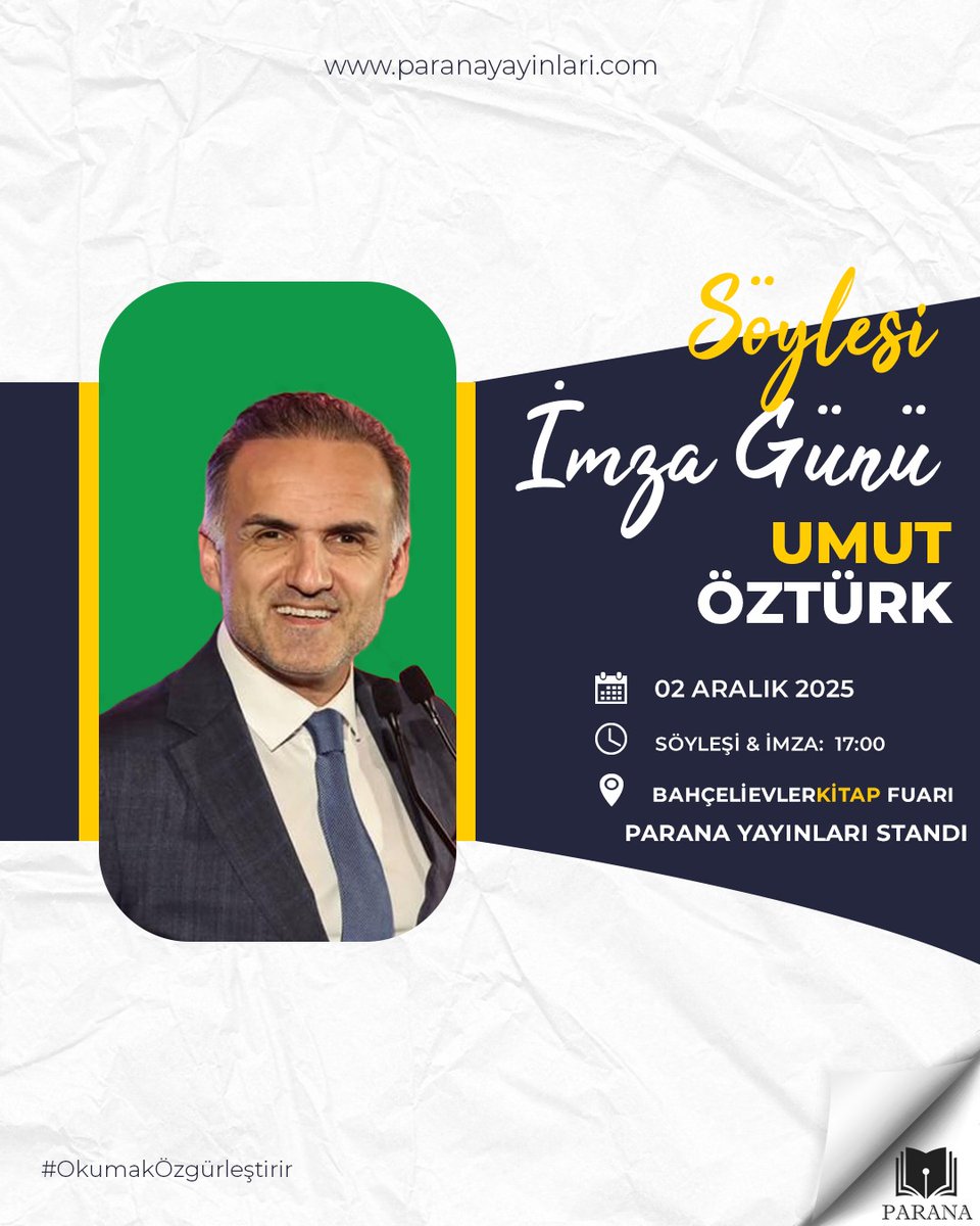 28 Kasım - 7 Aralık tarihleri arasında Bahçelievler kitap fuarlarında olacağız. Tüm kitap severleri standımıza bekleriz.

#bahçelievlerkitapfuarı #yazarlar #imzagünü #paranayayınları
