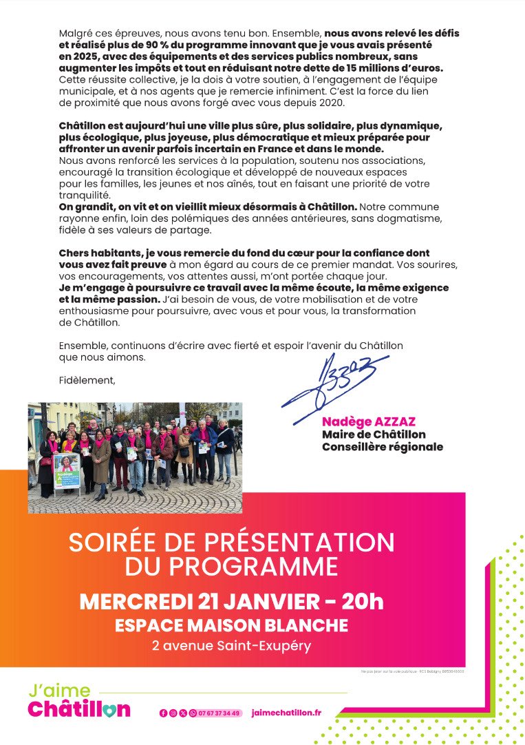 🩷🌸 Heureuse et fière de vous annoncer que je suis candidate à ma réélection comme Maire de #Châtillon.

Être votre Maire est l’honneur d’une vie.

Ensemble continuons pour une ville plus sûre, plus verte,plus agréable,plus dynamique où on grandit, on vieilli et et on vit mieux