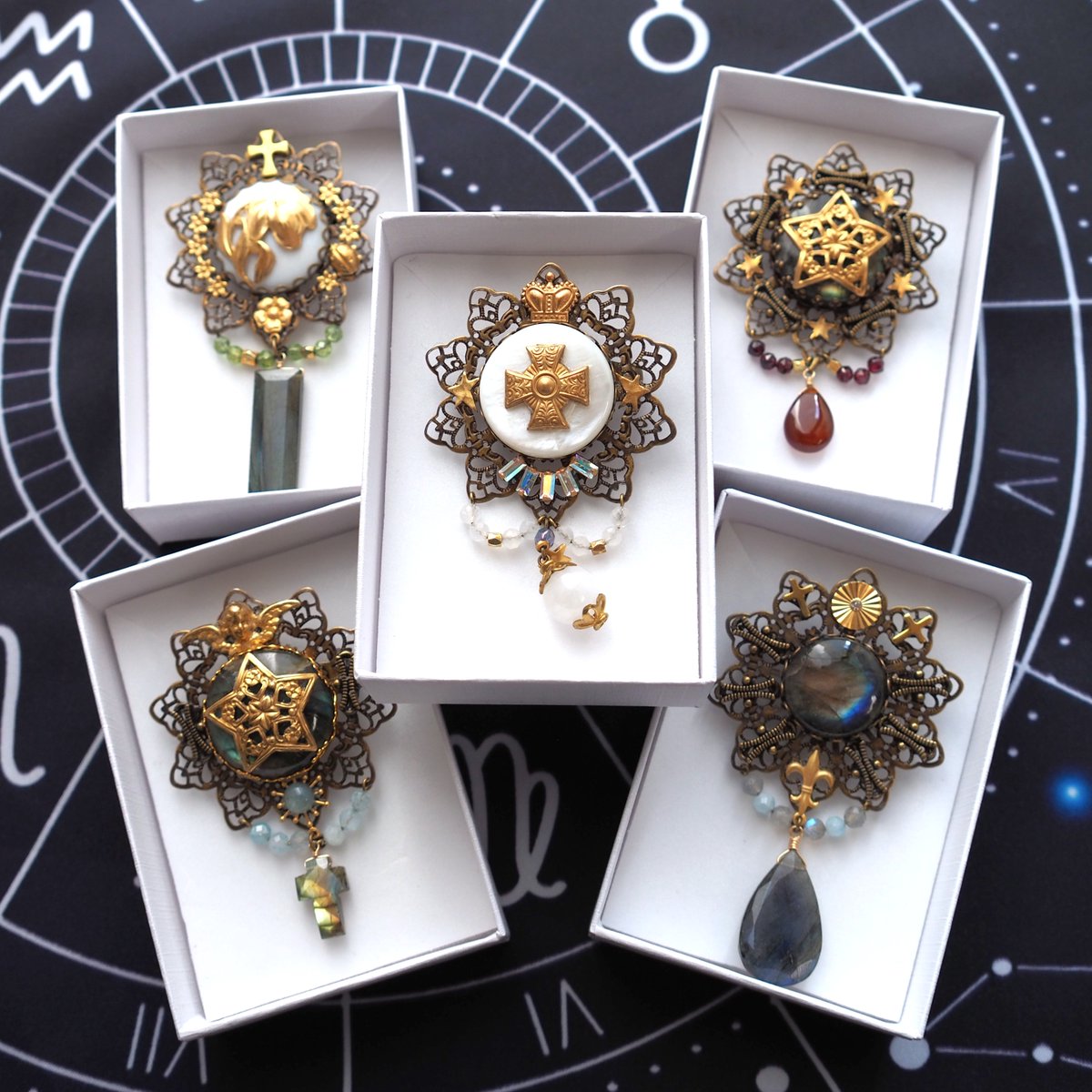 美品ブローチ #159ムーンストーン GEORG JENSEN 159 ムーンストーン シルバーブローチ 【公式通販】