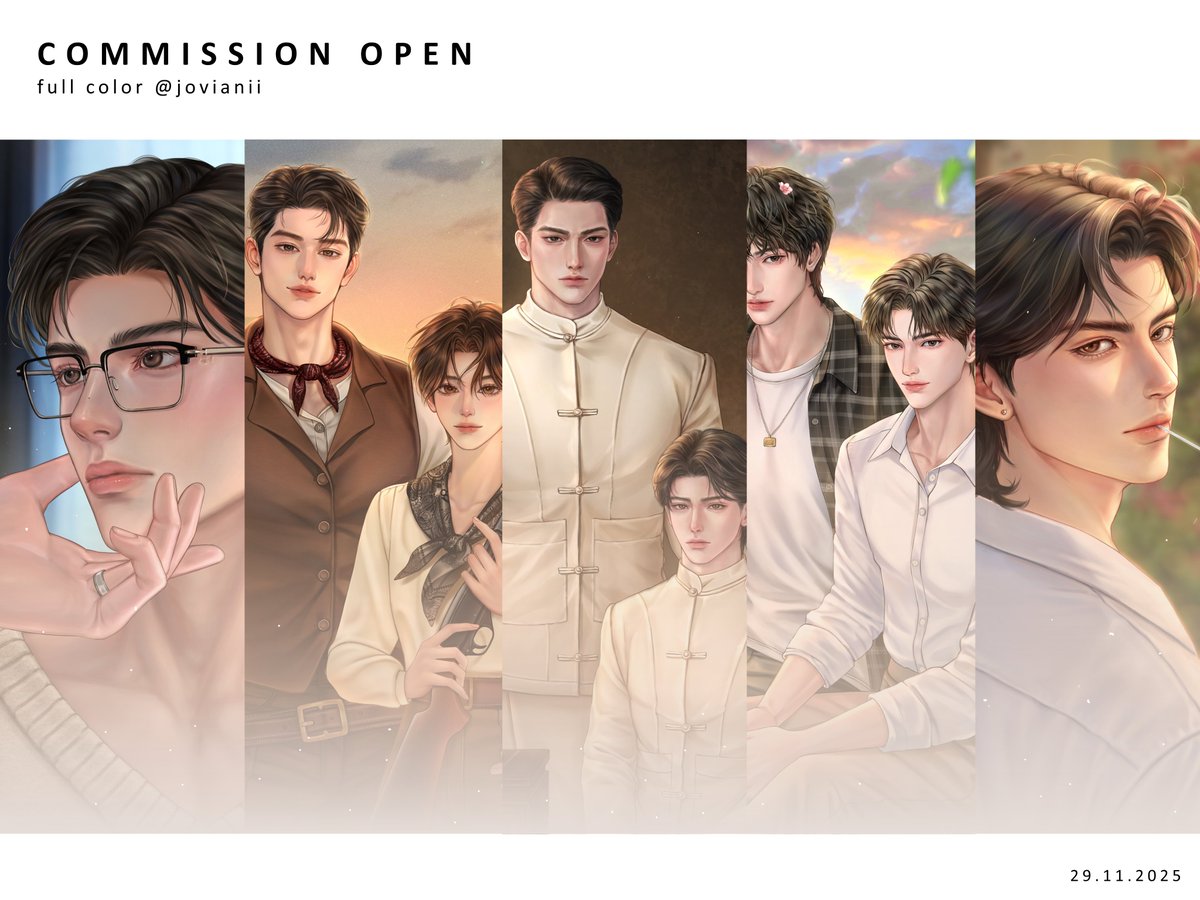 Jovianii's tweet image. ✨RT Appreciated✨
Commission 2026 OPEN :)   
รับทั้งหมด 24 คิว (ม.ค.-ธ.ค. 69)
 
- เปิดให้จอง 2 ธค. 68 เวลา 19.00 น. 
- จองผ่าน &quot;Google form&quot;
- สำหรับ Commercial use only✅ 

รายละเอียดงาน &amp;gt;&amp;gt;jovianii.carrd.co
เพิ่มเติมใน Thread ⬇️
#Commission #commissionTH #ปกนิยาย