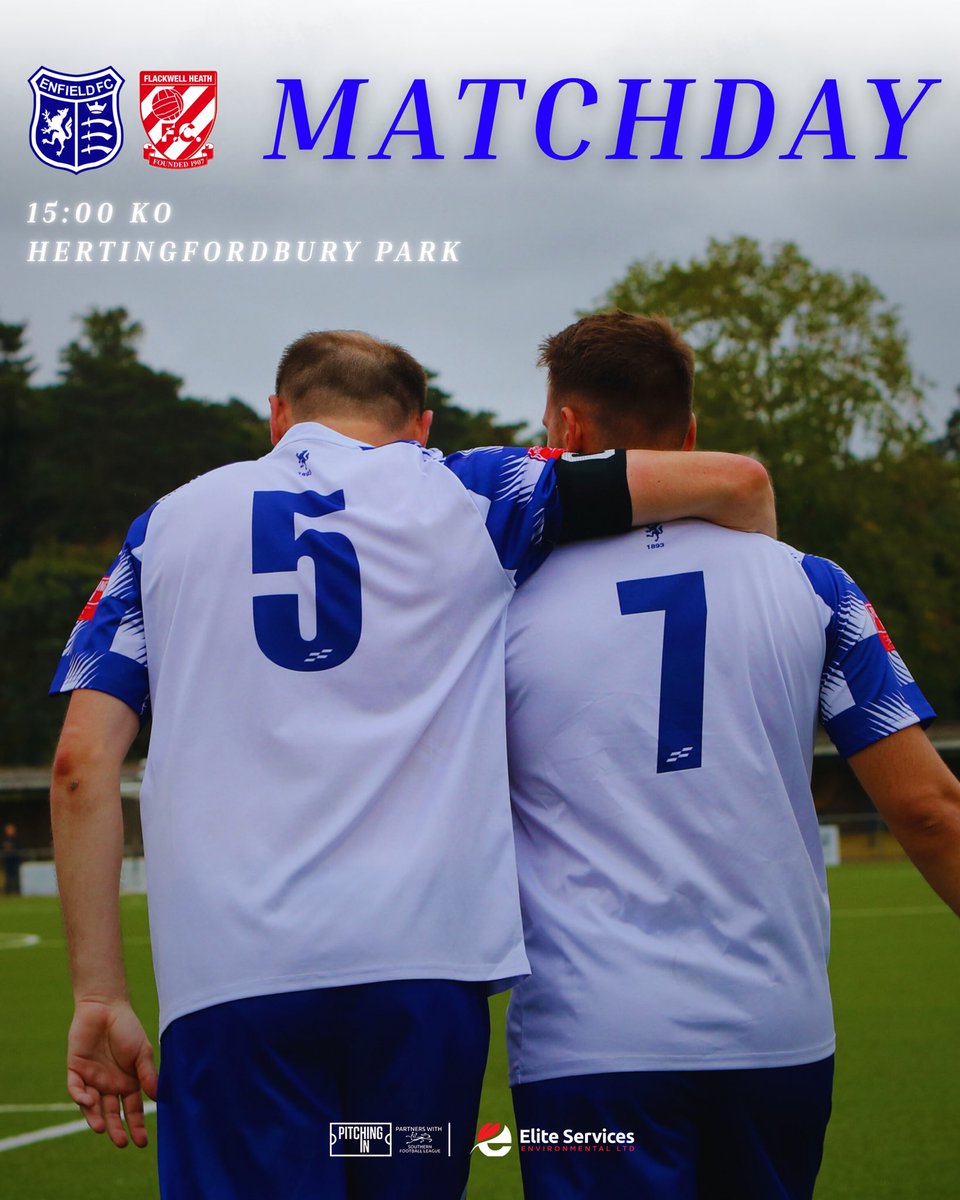 EnfieldFC's tweet photo. ๐๐ผ๐๐พ๐๐ฟ๐ผ๐ โ
We๏ฟฝ๏ฟฝ๏ฟฝre back at home this afternoon as we take on Flackwell Heath in the league! ๐ช
๐๏ธ ยฃ10/ยฃ5/U16:ยฃ1
๐บ Food/Drinks Available
๐๏ธ ยฃ3 Printed Programme
๐ฅ Eโs Raffle Tickets Available
See you later on, come on you Eโs! ๐ซต
#WeAreTheEs https://t.co/MYPDtno6St