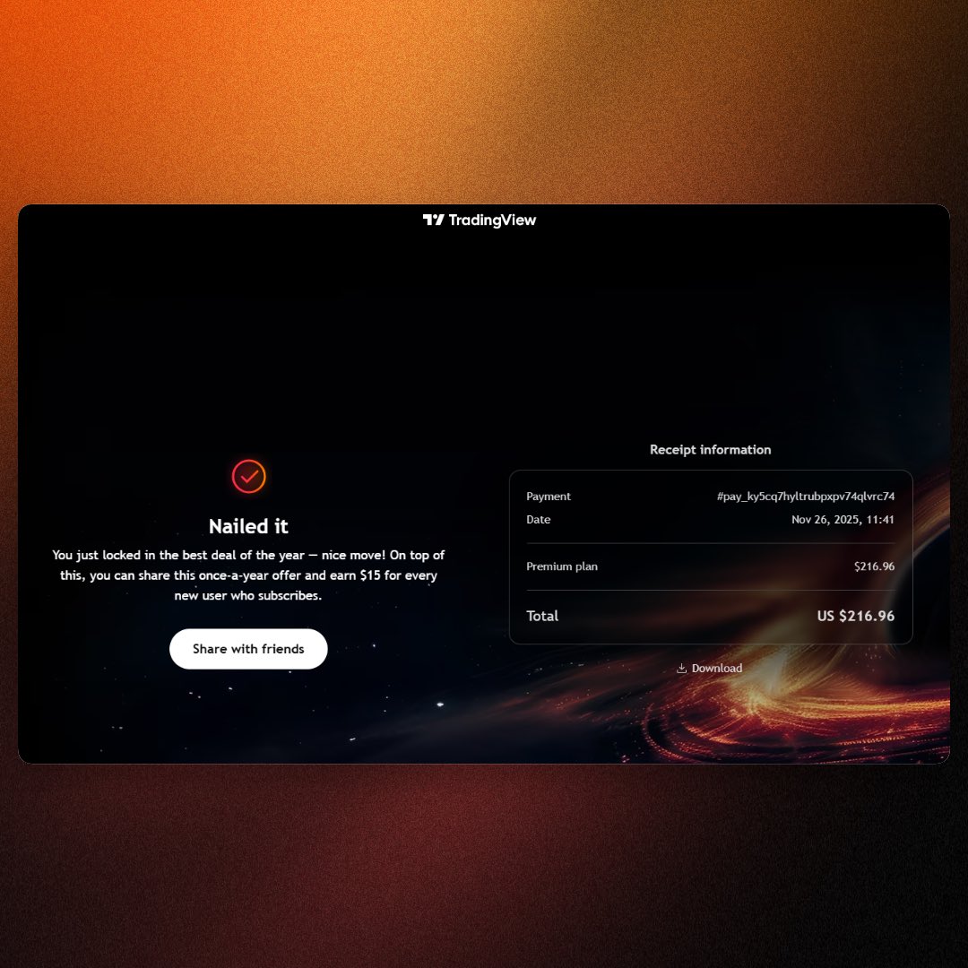 chrisgoingturbo's tweet image. once every year, we get one of the best deals ever.
13 months premium w/ @tradingview 🚀
