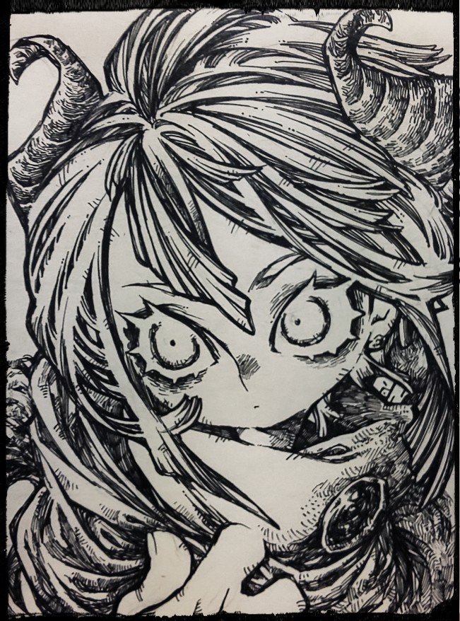 ponkithi1126's tweet photo. #一般ウケはしないけど自分は好きだなと思って欲しい

万人向けの絵では無いと思ってる。
ちょっとホラー（当社比）な白黒線画、刺さってくれたら嬉しゅう御座います。 https://t.co/S8dITXpVXL