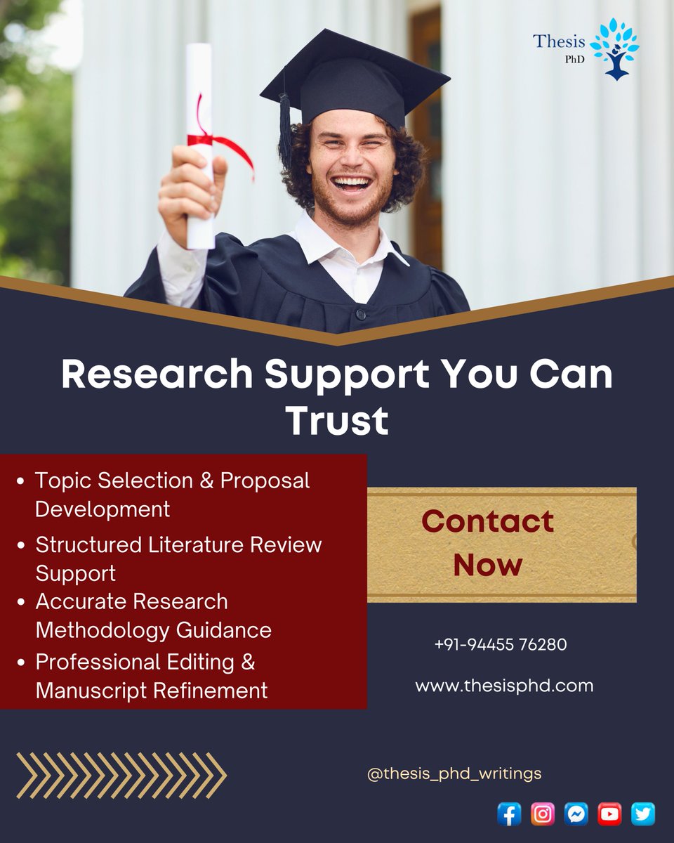 DThesis77881's tweet image. 🎓 Need help with your thesis?

Get expert support for topic selection, literature review, methodology &amp;amp; editing.

👉 thesisphd.com
📞 +91-94455 76280

#PhDHelp #ThesisSupport #ResearchHelp #AcademicWriting #PhDLife