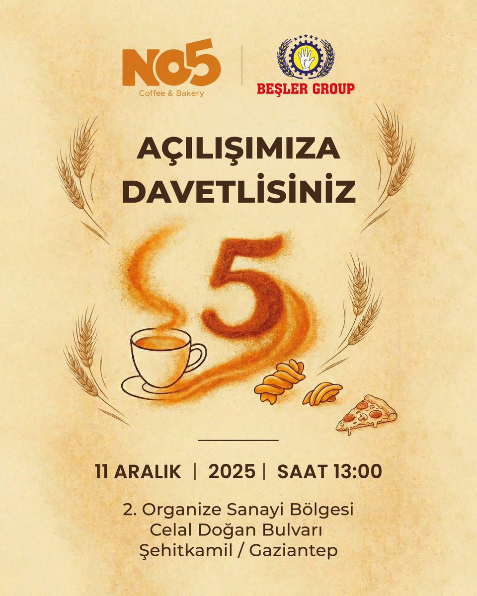 Beşler Group güvencesiyle hayata geçirilen No5 Kafe artık sizlerle buluşuyor.
Kendi üretimimiz olan un ve makarna ürünleriyle hazırlanan lezzetleri, taze kahve çeşitleriyle bir araya getirdiğimiz bu özel noktada sizleri ağırlamaktan mutluluk duyacağız.