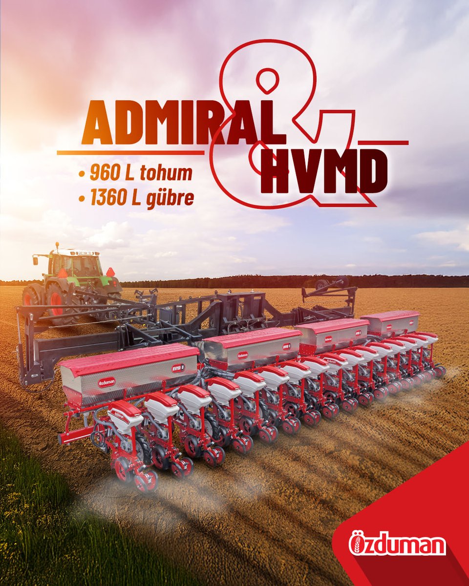 Özduman #Admiral mibzer taşıma sistemi.
Tek Traktörle Maksimum Verim!

• 2 adet pnömatik mibzer (6 m)
• 3 adet hububat mibzeri (4 m)
• Toplamda 12 m iş genişliği.

#özduman #ekimmakinesi #pnömatikmibzer #hububatmibzeri