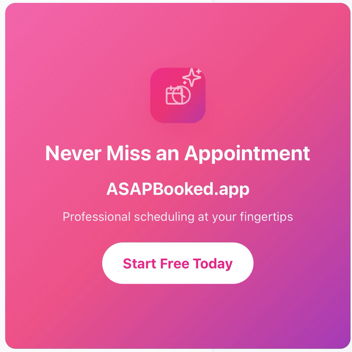 P100ca's tweet image. 🚀 Just discovered ASAPBooked.app - the easiest way to manage appointments and bookings! 

⚡ Smart scheduling
📱 QR code booking
🎯 Client management
💼 Perfect for professionals

Try it free: asapbooked.app

#ASAPBooked #Scheduling #Productivity #SmallBusiness