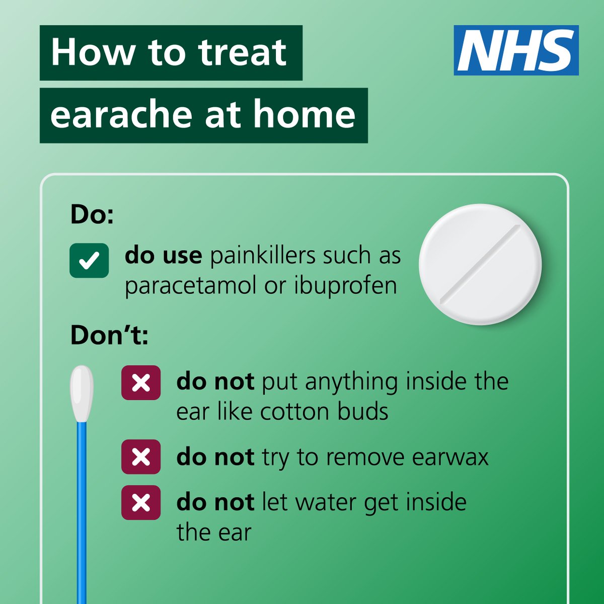 NHSuk's tweet image. If your child is struggling with earache, your local pharmacist could help. 

Pharmacists can give advice and treatments for earache and can also direct you to other medical help if necessary. 

To find a pharmacy near you, visit nhs.uk/service-search…