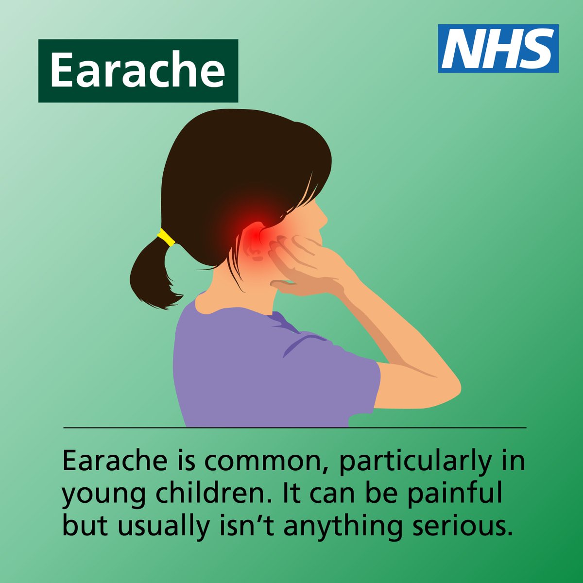 NHSuk's tweet image. If your child is struggling with earache, your local pharmacist could help. 

Pharmacists can give advice and treatments for earache and can also direct you to other medical help if necessary. 

To find a pharmacy near you, visit nhs.uk/service-search…