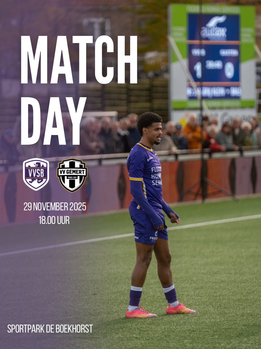 💜💛 MATCHDAY! 💜💛
🆚 <a href="/vvgemert/">vv Gemert</a> 
🕝 18.00 uur 
🏟️ Sportpark de Boekhors
🏆 Derde divisie - B
Balsponsor: van den Berg bloemensfeer en meer