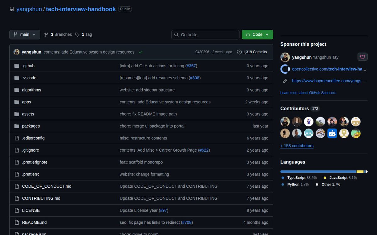 BehnamEbrahimi's tweet image. Curated coding interview preparation materials for busy software engineers

⭐ 135.3K • 🍴 16.3K • 📜 MIT • TypeScript

github.com/yangshun/tech-…