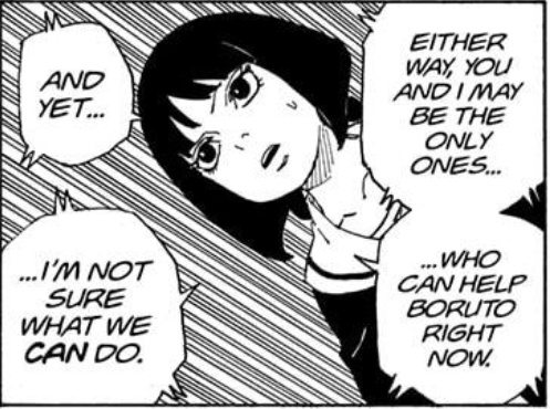 Violet_Konoha's tweet photo. Besides the moment when Boruto calls Sumire’s name, I also want to see a flashback of the first time Boruto realized that Sumire was the only person who understood what he was going through, and how she explained that to Sarada so Sasuke could stay by his side. In Sarada’s case, that part is already resolved because Boruto directly expressed his gratitude through Eida, but for Sumire, it hasn’t happened yet.

There are still so many BoruSumi stories left hanging, and I’m sure we’ll get to see them later on as their romantic storyline develops.
#Borusumi #Boruto #Sumire
#LoveBeyonDimension
#JuneBride #BSuGoldenMoment