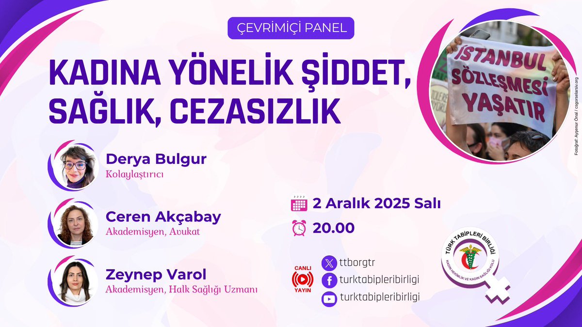 25 Kasım Kadına Yönelik Şiddete Karşı Uluslararası Mücadele Günü’nün ardından şiddetin ve cezasızlığın sağlığa etkilerini ve mücadele hattımızı konuşacağımız webinarımıza bekliyoruz

👇🏼