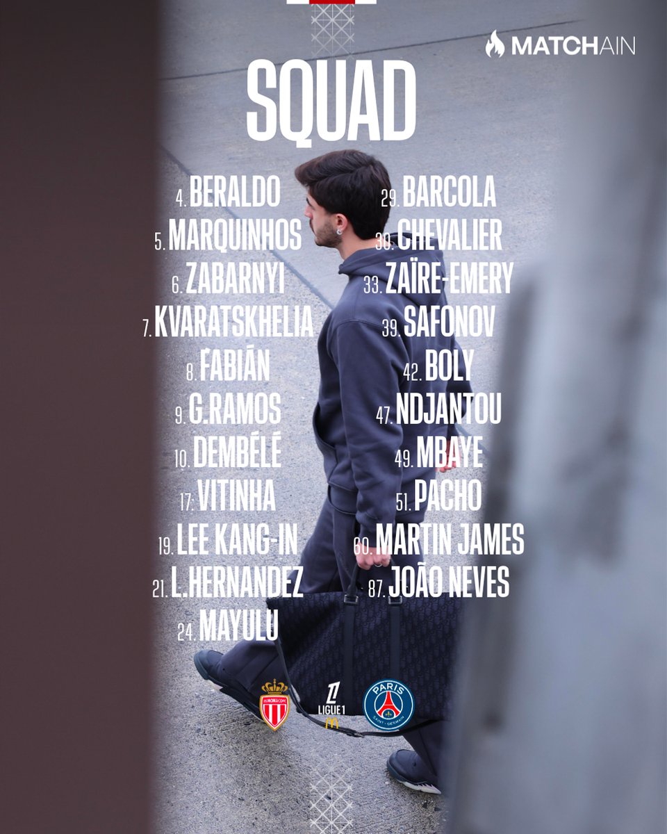 PSG 모나코 원정 소집 명단