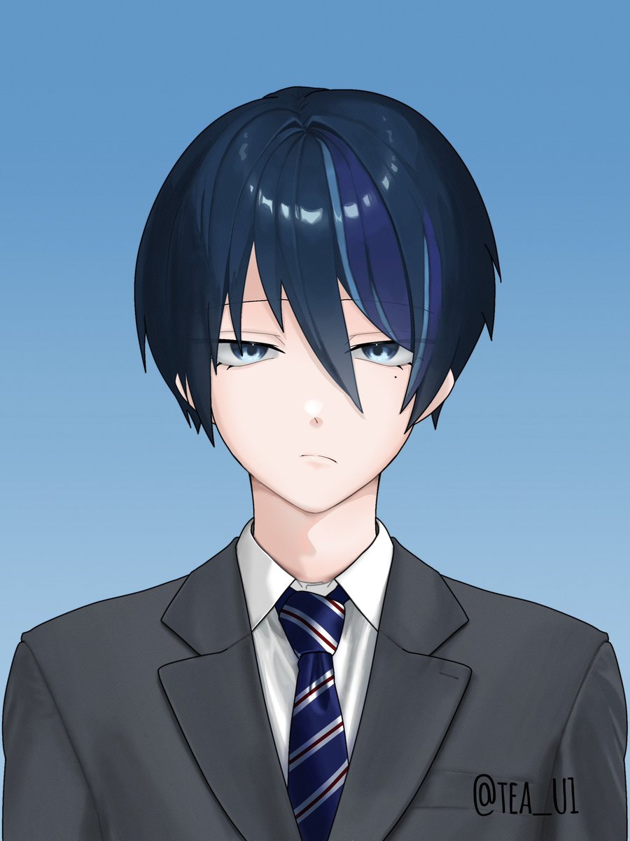 通勤時間にちまちま描いて完成しました
証明写真です