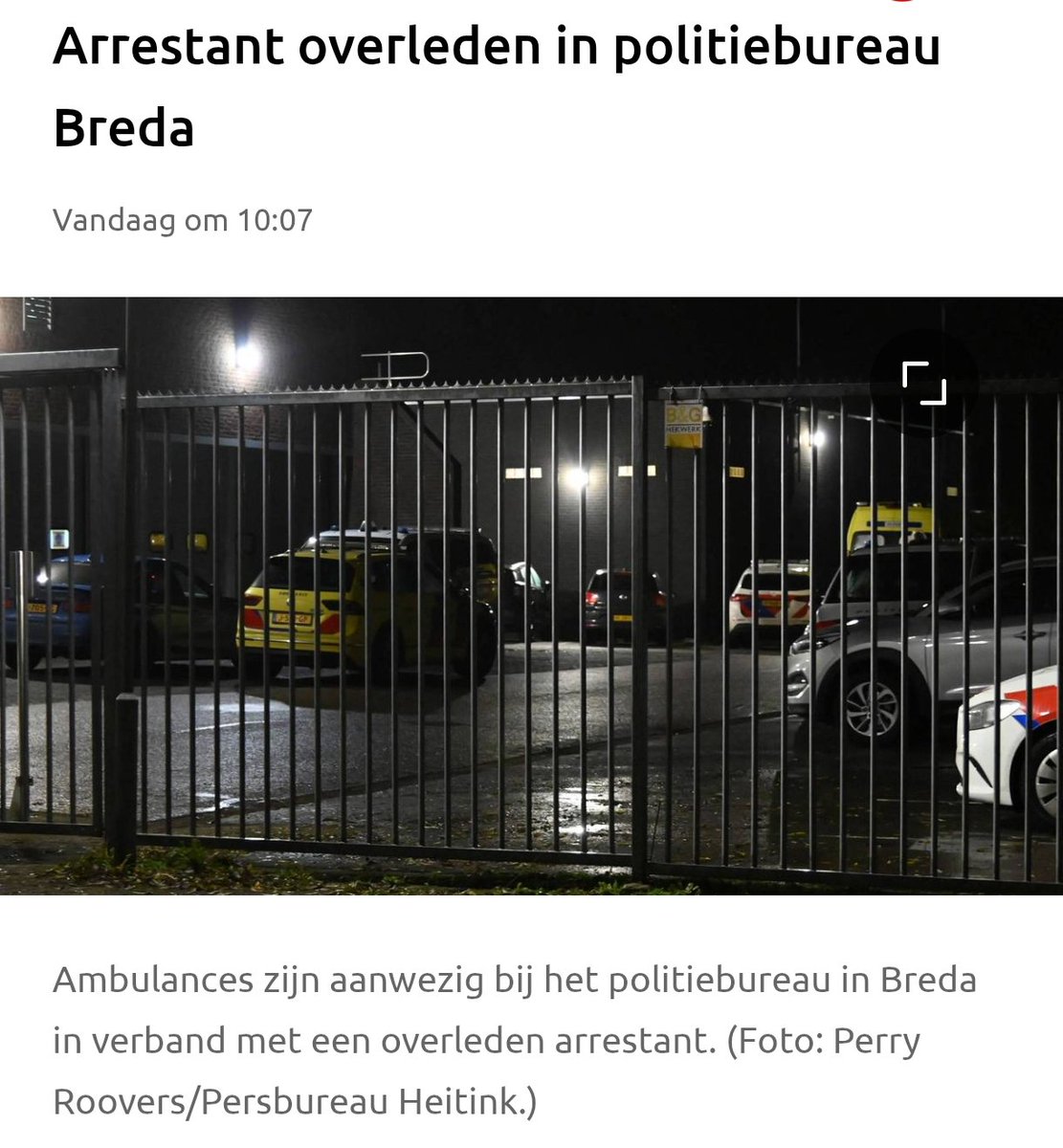 Arrestant overleden in politiebureau Breda