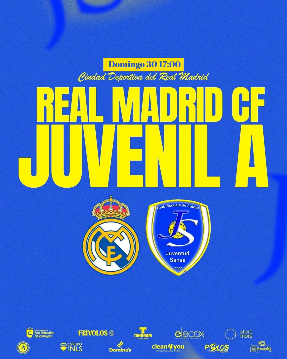 P A R T I D A Z O  DE  É L I T E ⚔️💙
Domingo 30 / 17:00
JUVENIL A 
✈️ Valdebebas 
vs Real Madrid