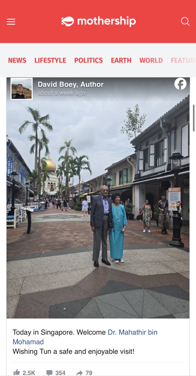 ⚠️ Nice to see <a href="/MothershipSG/">Mothership</a> pick up my post about Tun M’s visit to Singapore. Tun was here just for d weekend. The post got quite abit of traction. Some thought d pix was AI - no it wasn’t! 🤣