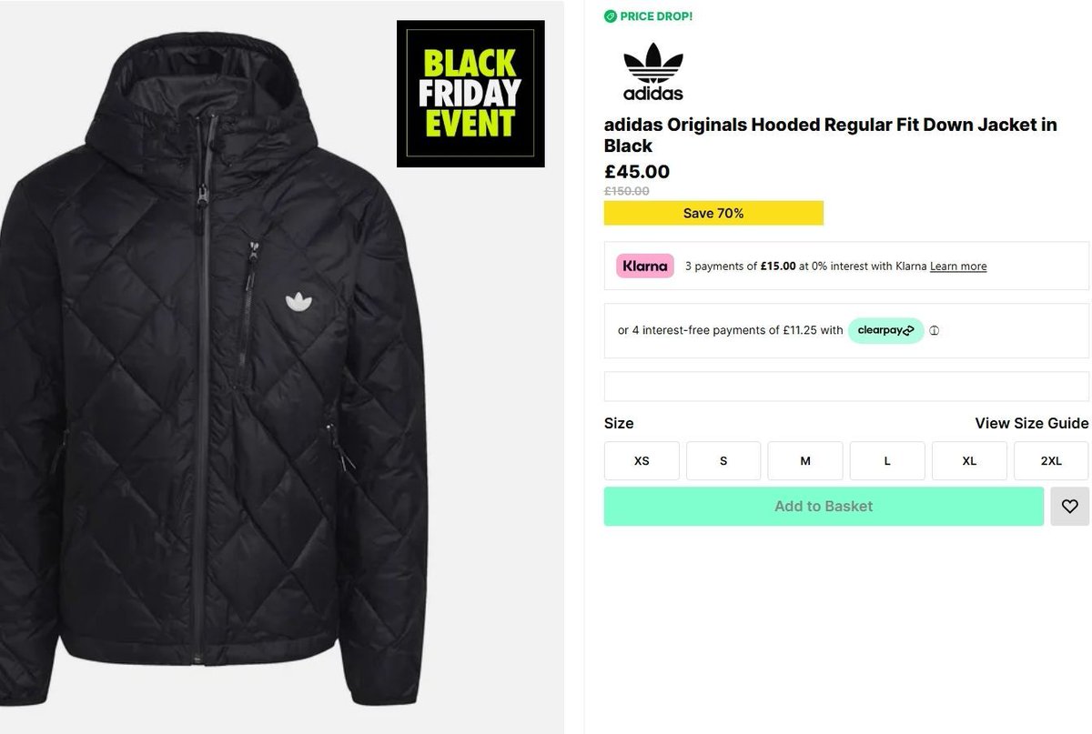 man_savings's tweet image. Our most popular deal of the week .....  adidas Originals Down Jacket now 70% off

Was £150

Now £45

AD: Shop the bargain &amp;gt;&amp;gt; prf.hn/l/G9XWweD 

*Up to size 2XL