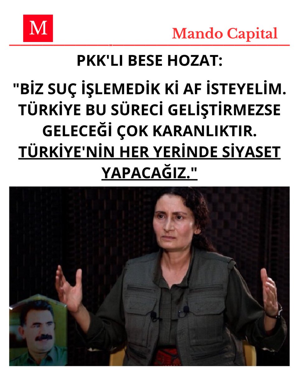 PKK'lı Bese Hozat:

"Biz suç işlemedik ki af isteyelim. Türkiye bu süreci geliştirmezse geleceği çok karanlıktır. Türkiye'nin her yerinde siyaset yapacağız."
#besehozat #yağmur #cumartesi #papa