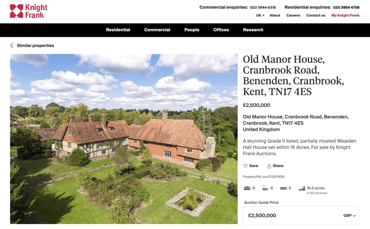 Wow! I bought this lovely home for a client in 2021 for £2.5m. <a href="/Savills/">Savills</a> sold it for him in June 2023 for £4.5m.
It's now being auctioned with a reserve of *checks advert*.. £2.5m. knightfrank.co.uk/properties/res…