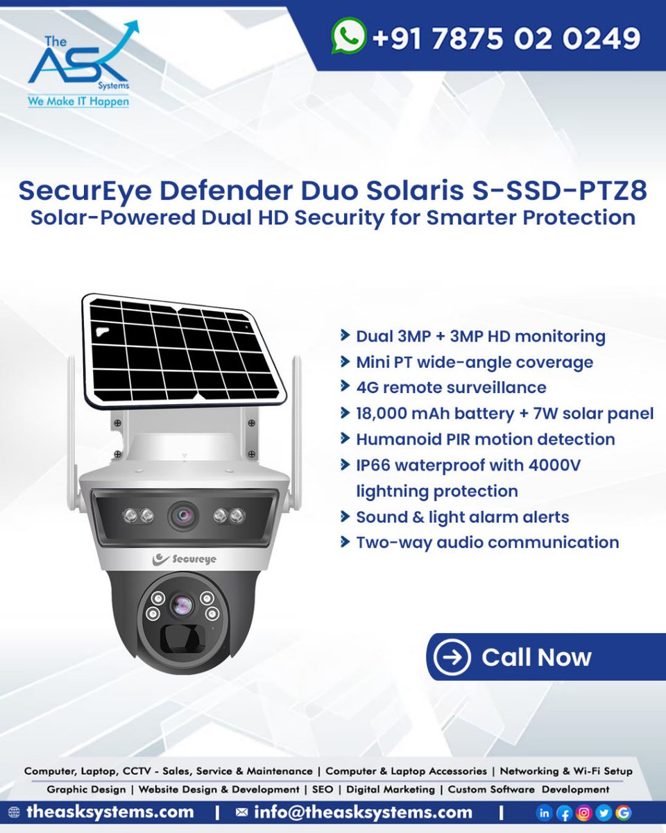 theasksystems's tweet image. 𝗦𝗺𝗮𝗿𝘁𝗲𝗿 𝘀𝗼𝗹𝗮𝗿 𝘀𝘂𝗿𝘃𝗲𝗶𝗹𝗹𝗮𝗻𝗰𝗲 𝗳𝗼𝗿 𝗰𝗹𝗲𝗮𝗿𝗲𝗿 𝘃𝗶𝘀𝗶𝗼𝗻 𝗮𝗻𝗱 𝘀𝘁𝗿𝗼𝗻𝗴𝗲𝗿 𝗲𝘃𝗲𝗿𝘆𝗱𝗮𝘆 𝘀𝗲𝗰𝘂𝗿𝗶𝘁𝘆.

#ITSupport #AMCSolutions #BusinessContinuity #TechMaintenance #ReliableIT #CCTVInstallation #SecuritySolutions #NorthGoa #itsupport