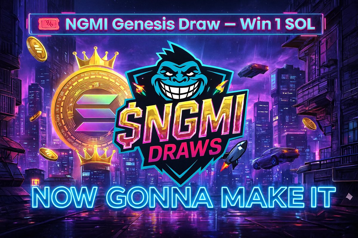 NGMI_COIN's tweet image. 🚨 $NGMI GIVEAWAY TIME 🚨
I’m giving 2 FREE ENTRIES for the first NGMI Draw (1 SOL prize) to boost the early degens ⚡️

To enter:
1️⃣ Like this post
2️⃣ Repost
3️⃣ Follow @NGMI_COIN
4️⃣ Turn notifications ON 🔔
5️⃣ Reply with your SOL wallet address

Winners announced in 48 hours.…