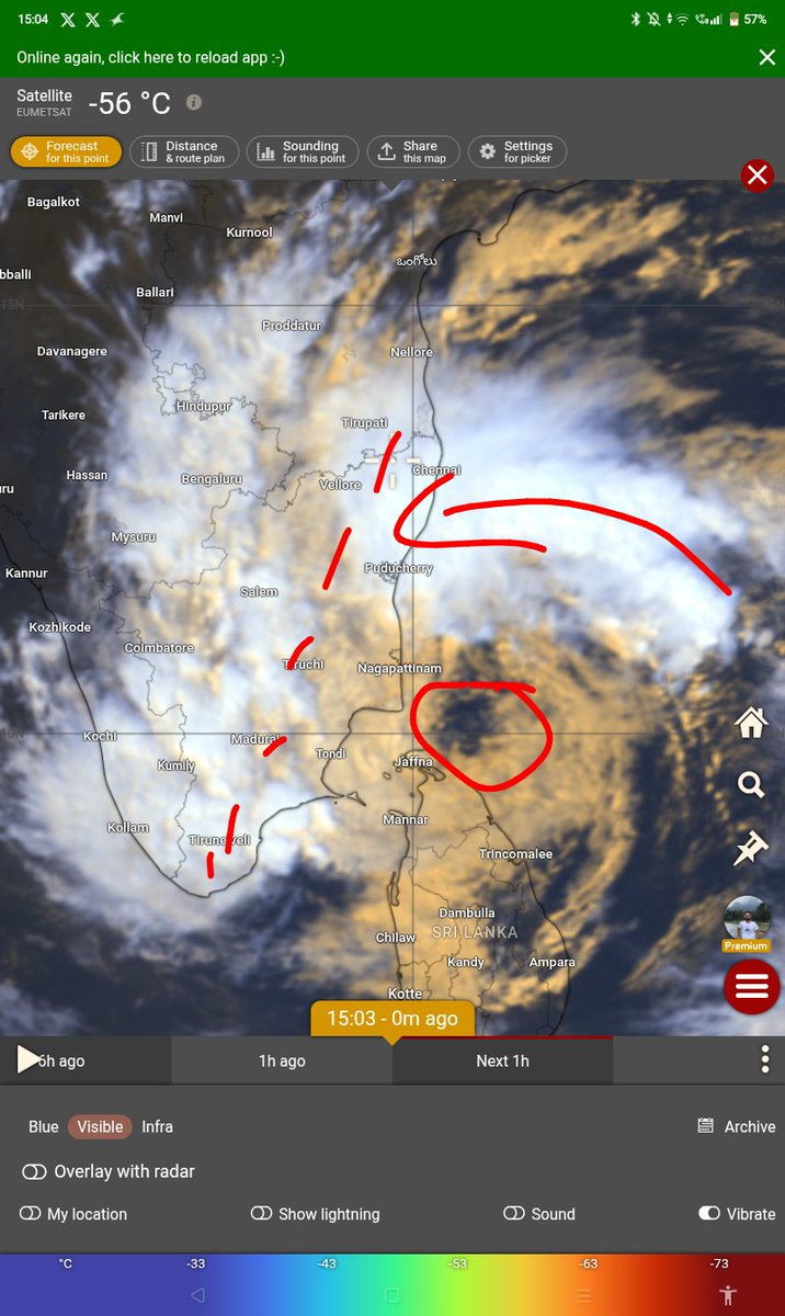 Ditwah cyclone center finally in sea, intensification likely in the coming hours
Rainbands are being pushed towards east coast, rians likely 
Bengaluru to enjoy cloudy weather today and rains TMR 
#BengaluruRains
#BangaloreRains
#KarnatakaRains
#TNRains
#ChennaiRains