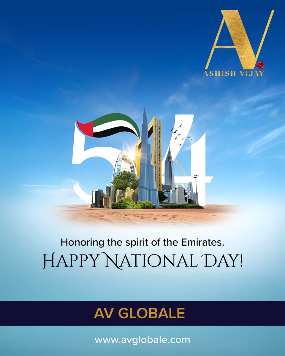 AvGlobale's tweet photo. Honouring the 54th UAE National Day 🇦🇪
The UAE shows how unity and vision create progress and opportunity. Proud to grow in a nation that inspires ambition and innovation 
Happy 54th National Day from AV Globale 🤍

#UAENationalDay #EidAlEtihad #AVGlobale  #Dubai #AbuDhabi https://t.co/SbAUYwSgA2
