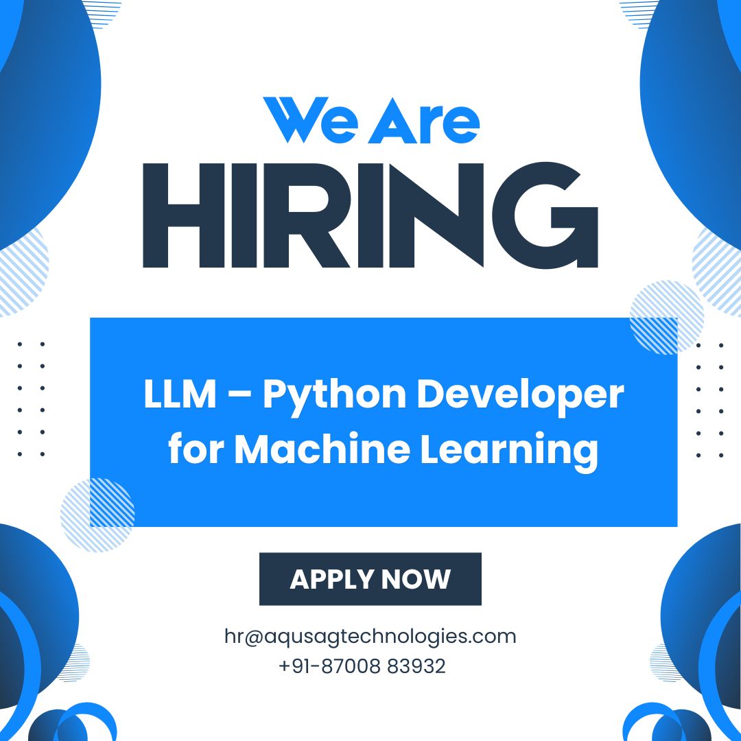aqusag's tweet image. 🚨 We’re #HiringNow : LLM – Python Developer (4+ YoE) 🚨
Remote | Contractual | Salary: Up to INR 1,20,000/month

Join our AI &amp;amp; ML team and solve challenging coding problems! Python, algorithms &amp;amp; competitive coding skills required.

🔗 aqusag.com/jobs/detail/ll…
#PythonDeveloper