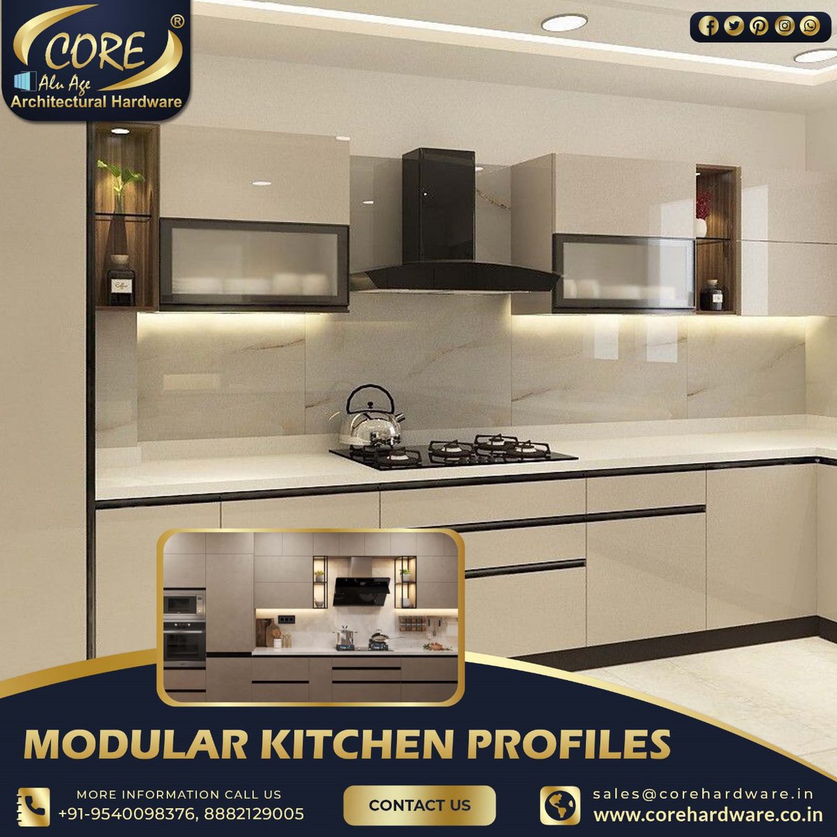 Transform your kitchen with CORE’s premium Modular Kitchen Profiles—sleek design, modern aesthetics, and long-lasting durability.

#InteriorDesign
#KitchenDesign
#HomeDecor
#ModularKitchen
#LuxuryKitchen
#ModernKitchen
#KitchenInspo
#InteriorGoals
#HomeDesign
#KitchenRemodel