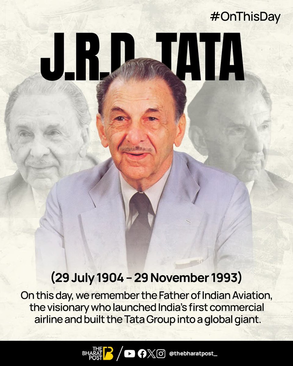 Remembering J.R.D. Tata, the man who gave India its wings and built dreams that still soar.

#JRDTata #thebharatpost #tatasierra #tatasteel