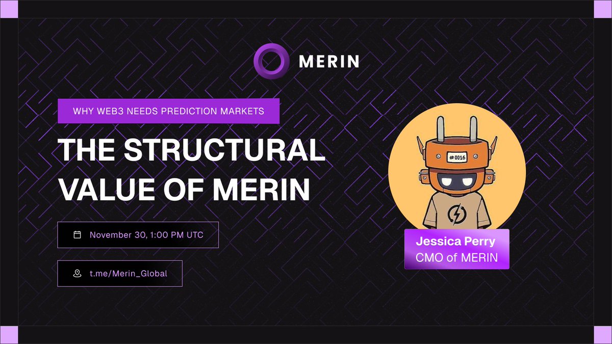 📣 MERIN Weekly Chat

Prediction markets are becoming the backbone of Web3 — and MERIN is shaping their next evolution.

#MERIN CMO will unpack “The Structural Value of MERIN” and why next-gen predictive intelligence matters.

🗓 Nov 30, 1:00 PM UTC
📍 t.me/Merin_Global