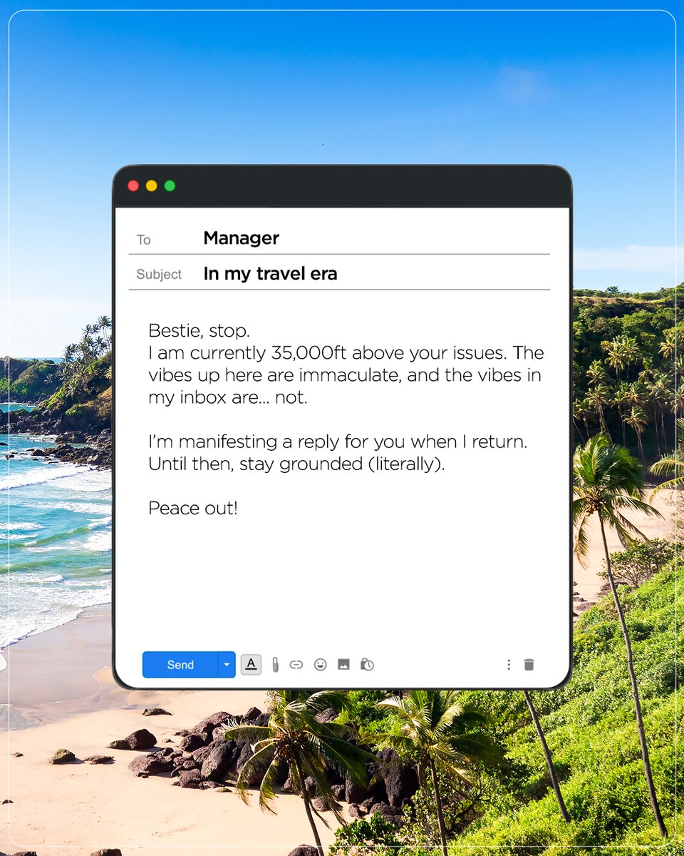 flyspicejet's tweet image. Current mood: Drafting one of these emails. Which vibe are you claiming this week? The Sun, Summit, or Snacks? Let us know below!

#flyspicejet #spicejet #Mails #flights #aviation #addspicetoyourtravel