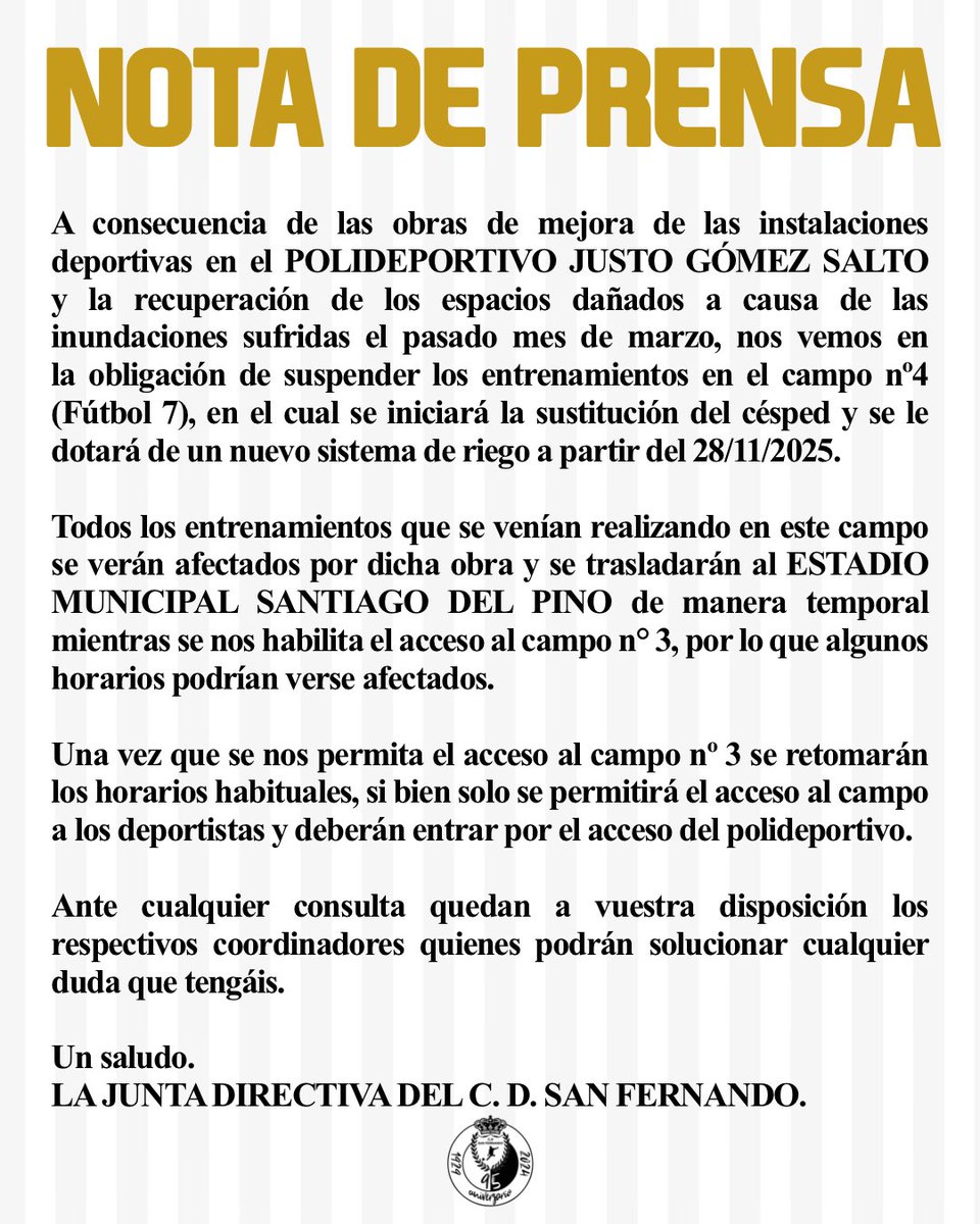 NOTA DE PRENSA:
Obras en el Polideportivo Justo Gómez Salto.

#DALESANFER