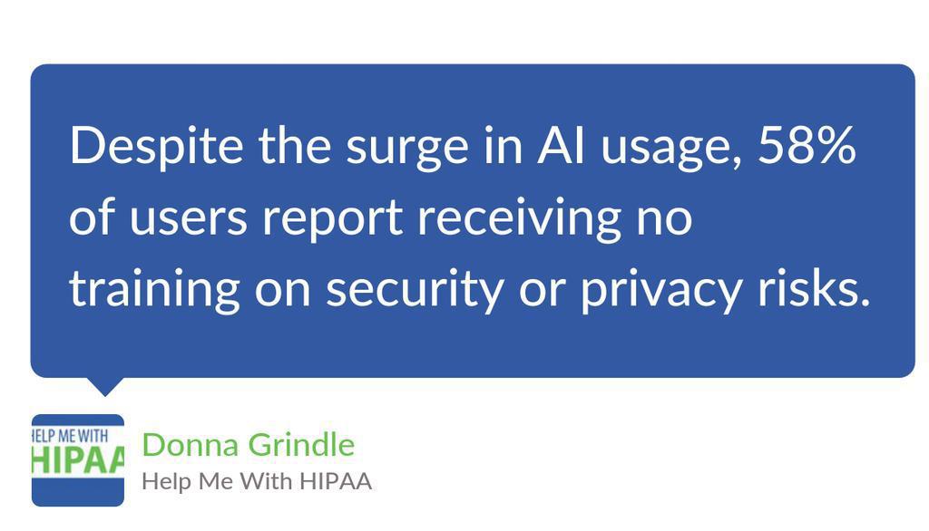 43 percent of workers admit sharing sensitive work info with AI tools without employer knowledge (shadow AI).

Read and listen 👉 lttr.ai/AljPx

#InfoSec #HIPAA