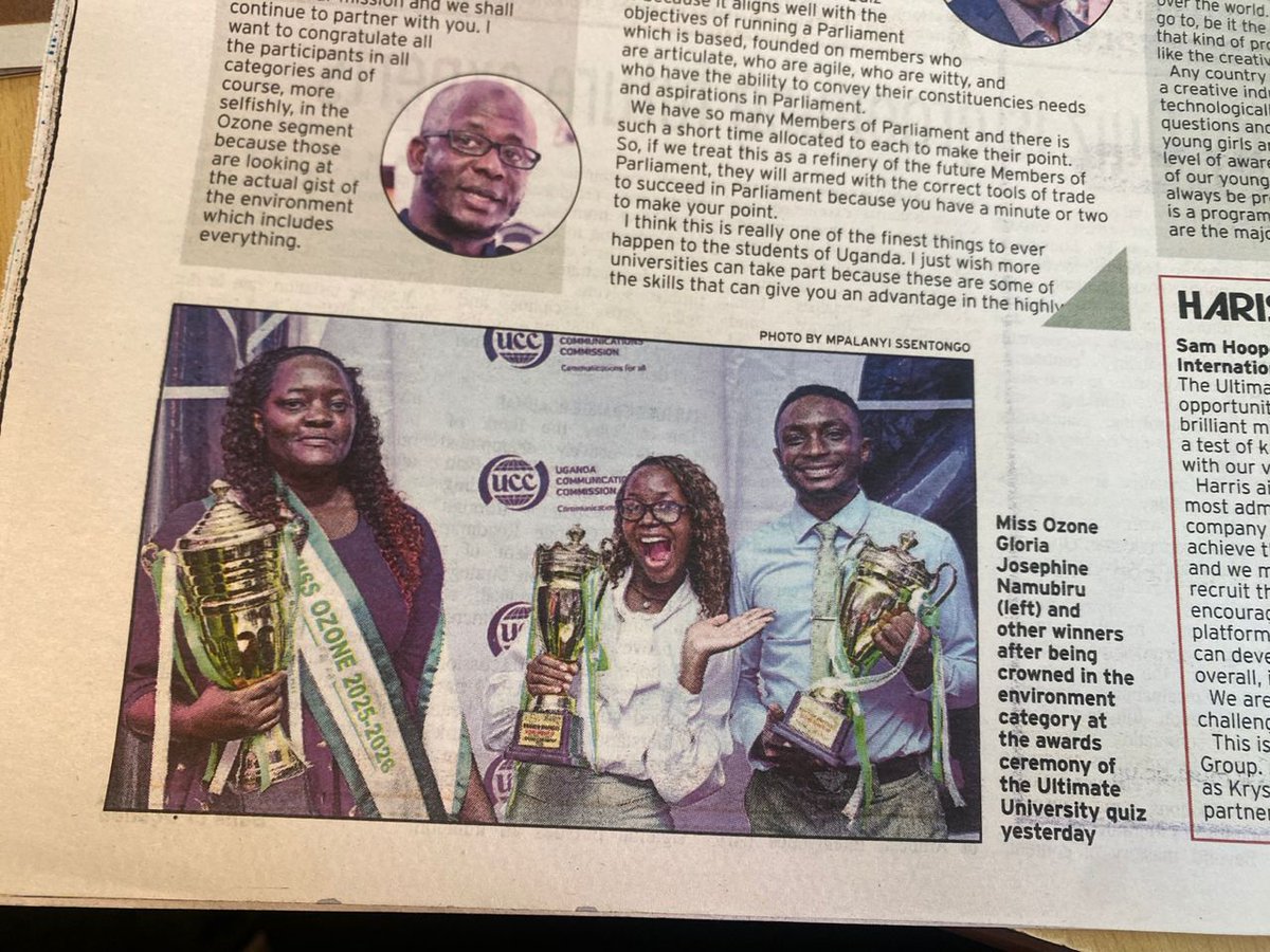 Celebrating Excellence!
Congratulations to <a href="/breeeex77/">Bridget Ahumuza</a>, our former Vice Chairperson 2024/25, for emerging 2nd Runner Up in the Female Category at the Mr. &amp; Ms. Ozone Competition 2025 organized by <a href="/nemaug/">National Environment Management Authority (NEMA)</a>. Your brilliance and dedication inspire MUEHSA. #UltimateUniversityQuizS3