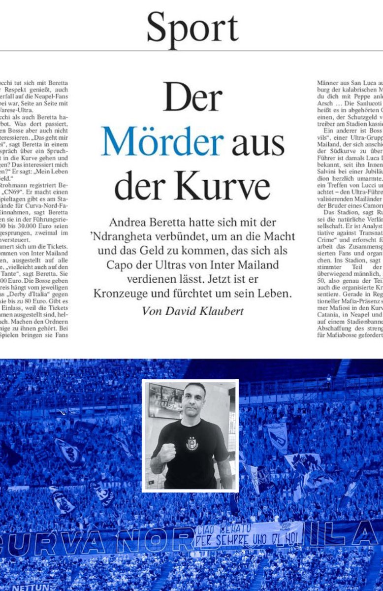 Die #Ultras und die #Mafia: Schon vor Jahren hat die Anti-Mafia-Kommission des italienischen Parlaments vor der Unterwanderung der Kurven durch das organisierte Verbrechen gewarnt. Für den Sport <a href="/faznet/">Frankfurter Allgemeine</a> habe ich am Beispiel #InterMilan und #ACMilan recherchiert, was das heißt 👇🏼