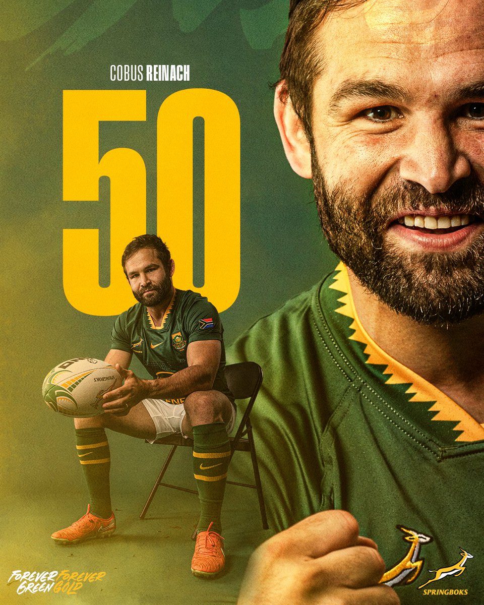 Springboks's tweet photo. “He’s patiently waited for his chances and grabbed every opportunity with both hands, so to see him achieve this at 35 years old makes it an even more remarkable feat” 

#Springboks #ForeverGreenForeverGold https://t.co/dNK0jvMmyX