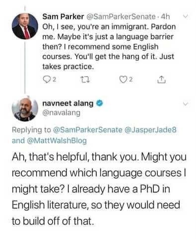 Reply Win to a Racist.