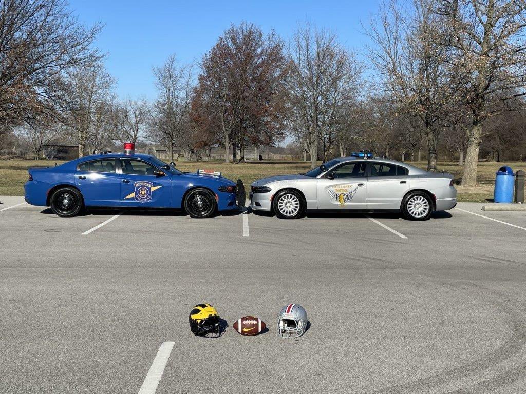 MSPFirstDist's tweet image. It’s time for “The Game”, Michigan–Ohio State Football.
Whether you’re rocking the maize &amp;amp; blue of the mighty Wolverines or scarlet &amp;amp; gray for the other guys, let’s make this rivalry one to remember for all the right reasons. Drive safely on your way to the game — slow down,…