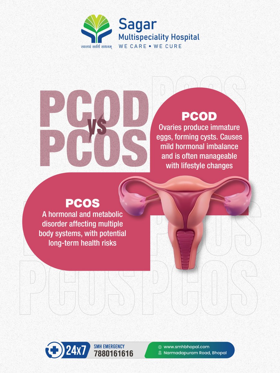 smhbhopal's tweet image. PCOD and PCOS may sound similar, but their impact on your health can be very different. 

Consult a gynaecologist and get the right guidance at SMH.

#pcod #pcos #pcosawareness #pcodawareness #womenshealthcare #hormonalhealth #gynecologycare #womenwellness #smhbhopal