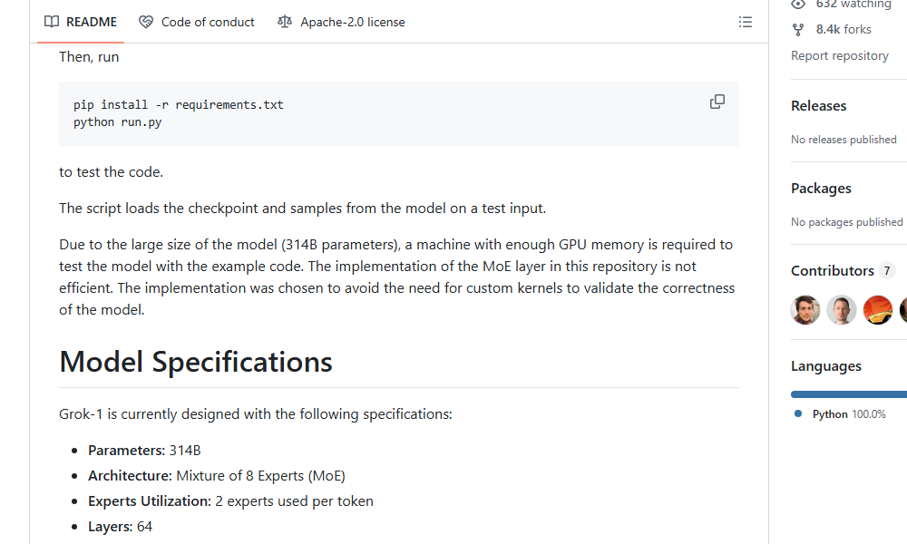 clxymox's tweet image. 🐍 grok-1
⭐ 50,576 stars

&quot;Découvrez Grok-1 : l&apos;IA révolutionnaire pour des réponses ultra-précises et intuitives !&quot;

(12...
#GitHub