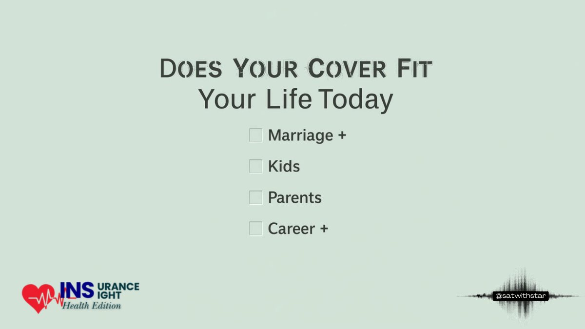 satwithstar's tweet image. Sunday reminder:
Review your cover before life’s next chapter begins.
Kids, parents, marriage, career — everything changes your needs.
💚 DM ‘REVIEW’ for a free assessment.

#SundayReview #HealthChecklist #SecureFamily