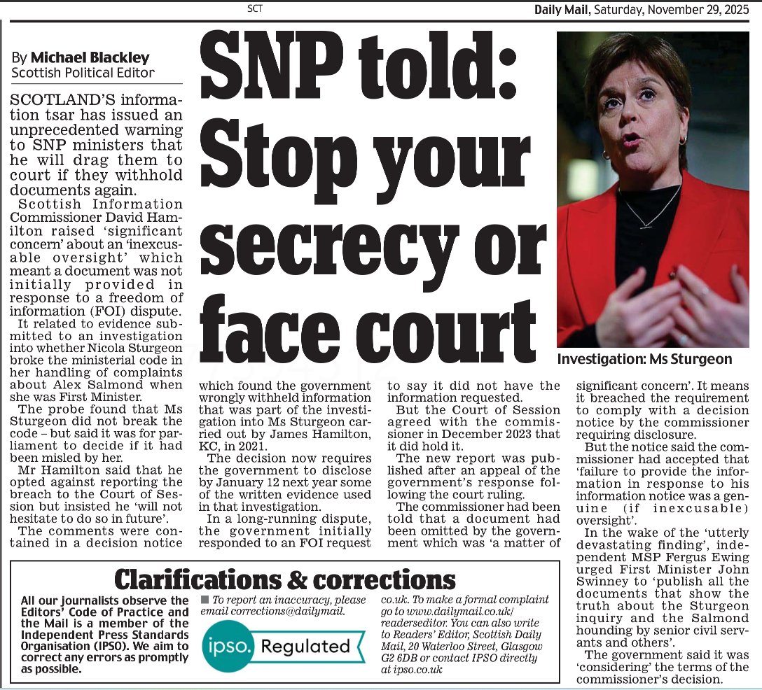 Things are now so bad that every time the Information Commissioner investigates the SNP, first question asked is ‘Where did you hide that document?